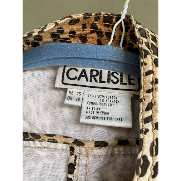 Carlisle Leopard Silk Blend Jacket, Fringe Cream, Black, Brown Blazer, Size 16 - Picture 4 of 10